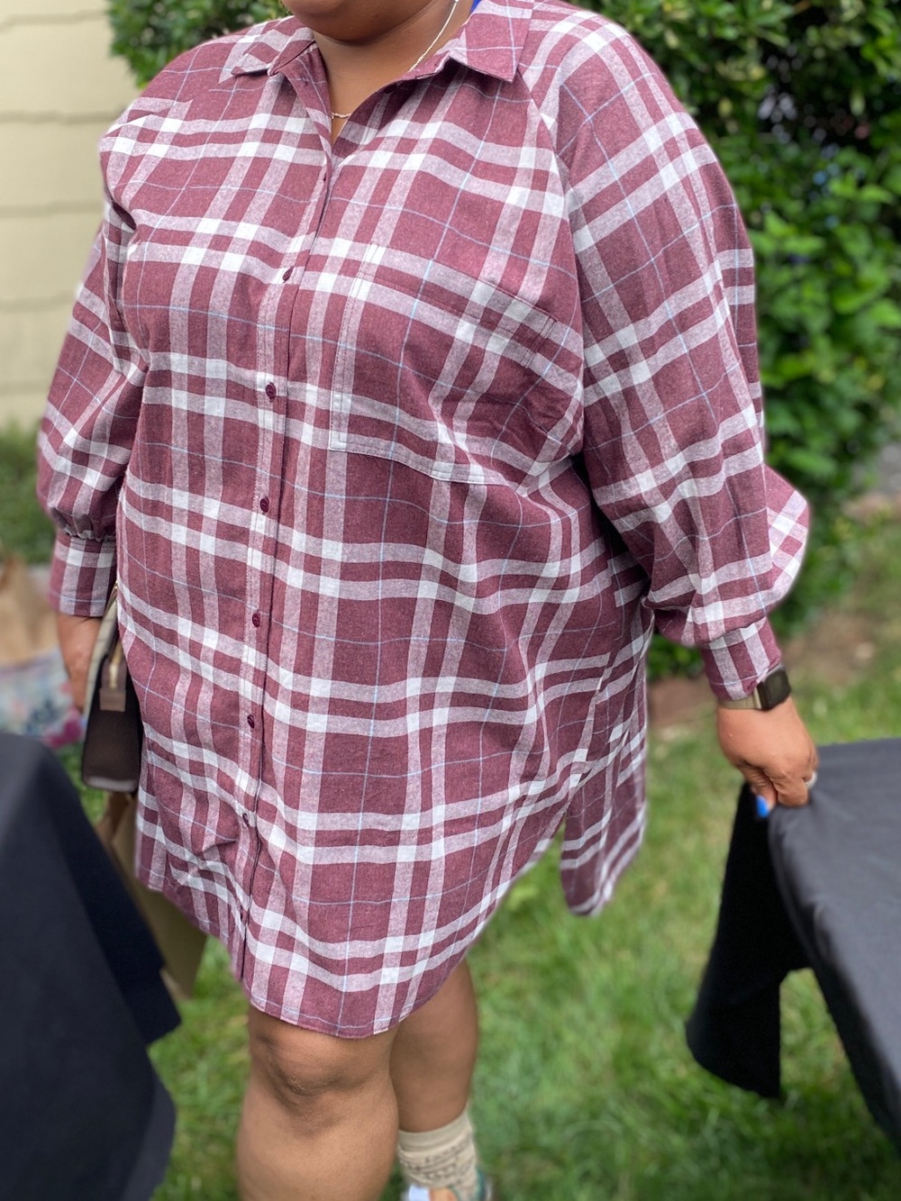 ASOS Curve Burgundy Plaid Tunic